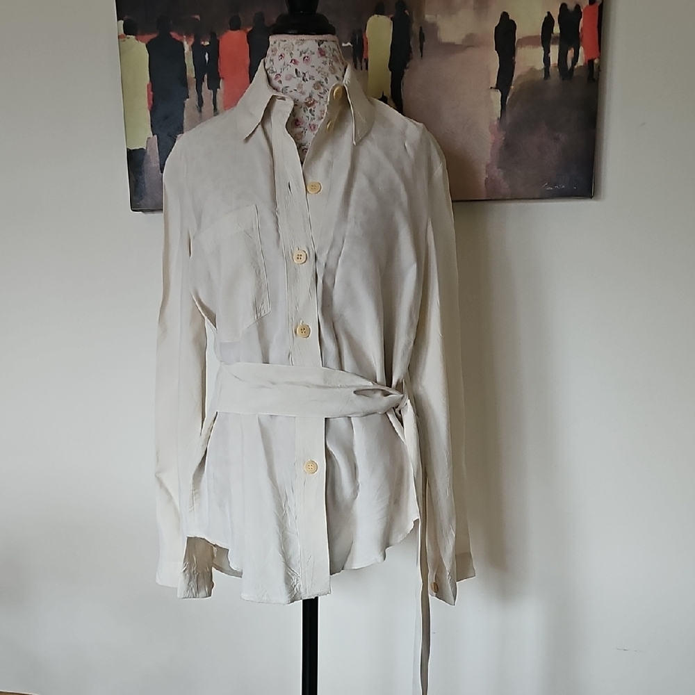 Nanushka Cream Button-Front Shirt, Size M